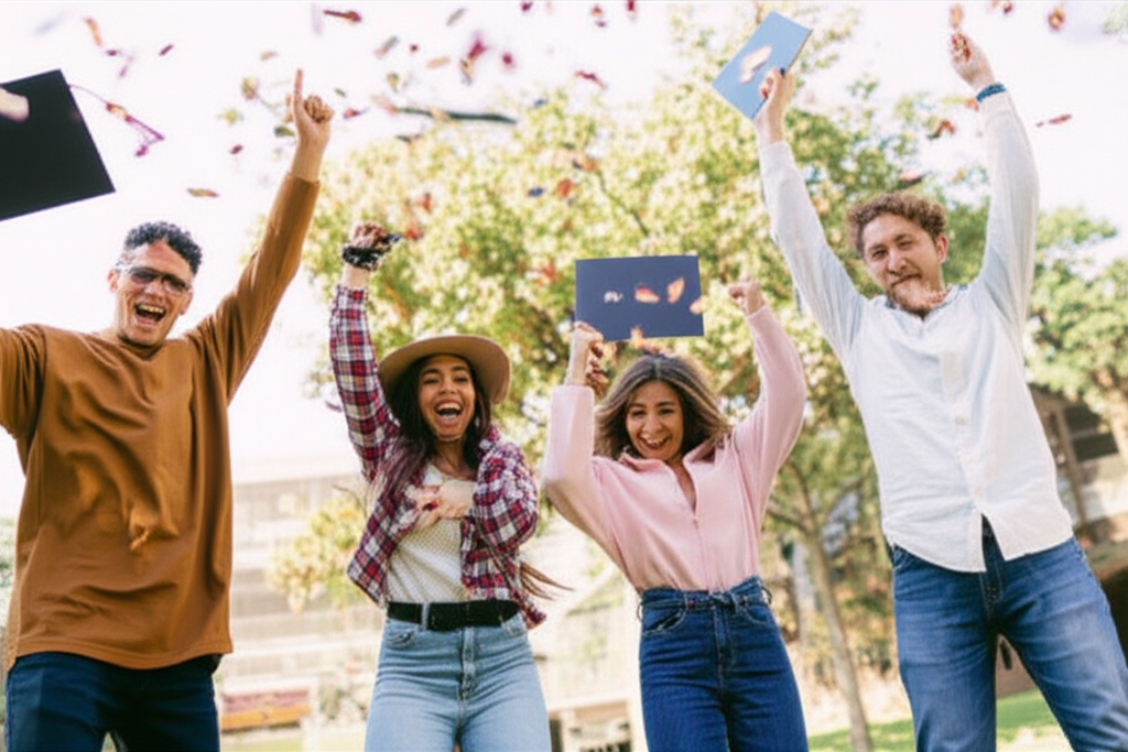 Students celebrating job success